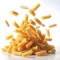Flying Dry pasta on white background