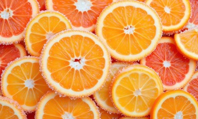 Vibrant orange citrus slices stacked together