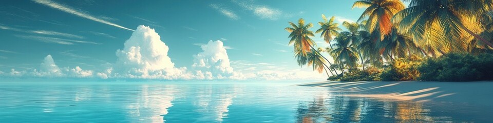 Obraz premium Tranquil Tahiti Beaches, peaceful palm trees swaying, turquoise waves gently lapping the shore, a serene tropical paradise experience