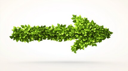 Fototapeta premium An abstract arrow made of green leaves pointing upward, symbolizing sustainable growth and prosperity