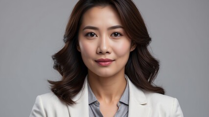 Fototapeta premium Confident Asian businesswoman isolated on white background