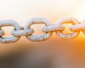 Obraz premium A close-up of a weathered chain, highlighting its links against a soft, blurred background.
