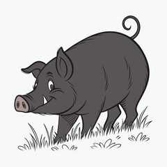 Fototapeta premium Cute Black and White Pig Silhouette for Design Projects
