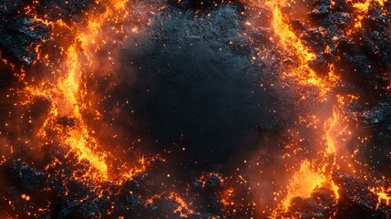 Fototapeta premium Flickering Flames Illuminating a Shadowy Room Creating an Intense Atmosphere of Warmth and Mystery