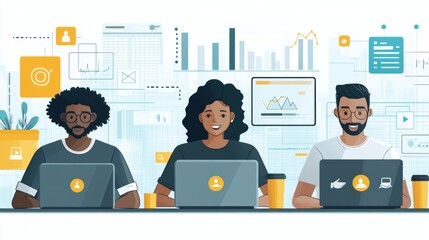 Office scenario of team collaboration