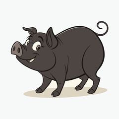 Obraz premium Cute Black and White Pig Silhouette for Design Projects