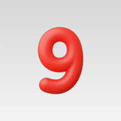 3d Realistic Number 9 vector Illustration