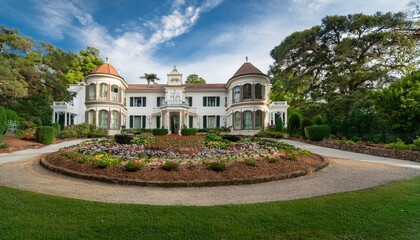 Naklejka premium stately homes framing captivating gardens inviting visitors into stories of lives shared