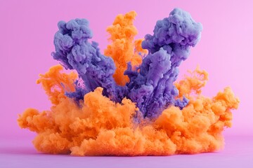 Fototapeta premium Abstract Orange and Purple Ink Explosion in Water