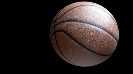 Obraz premium A realistic depiction of a basketball against a dark background.