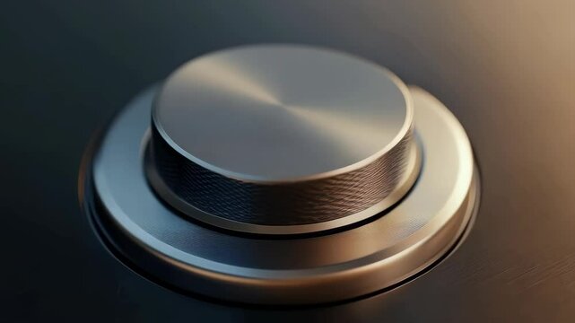 Metallic dial rotation sequence: smooth control adjustment with closeup focus