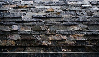 Naklejka premium natural dark slate stone wall design in modern architecture