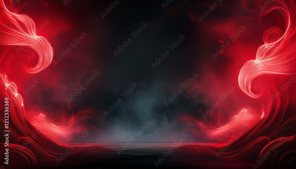 Canvas Prints a gloomy background with red neon smoke spreading on both sides
