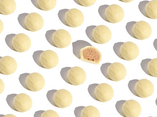 pattern of white chocolate bonbons