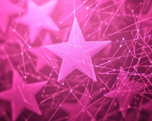 Fototapeta premium Abstract design featuring interconnected stars in a pink hue, symbolizing creativity and connection.