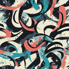 Obraz premium Graffiti Curves Seamless Pattern