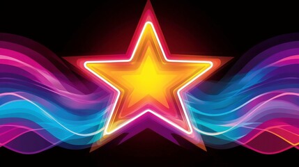 Obraz premium A vibrant star design with colorful waves, evoking energy and creativity.
