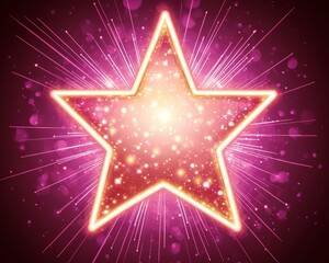 Fototapeta premium A glowing star with sparkling effects on a dark background, evoking celebration and excitement.