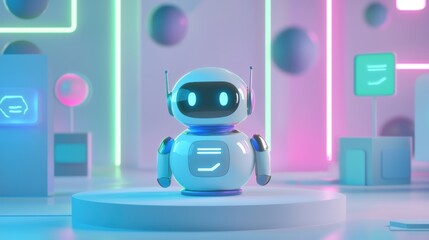 Obraz premium Futuristic ai chatbot interface with geometric animation and glow