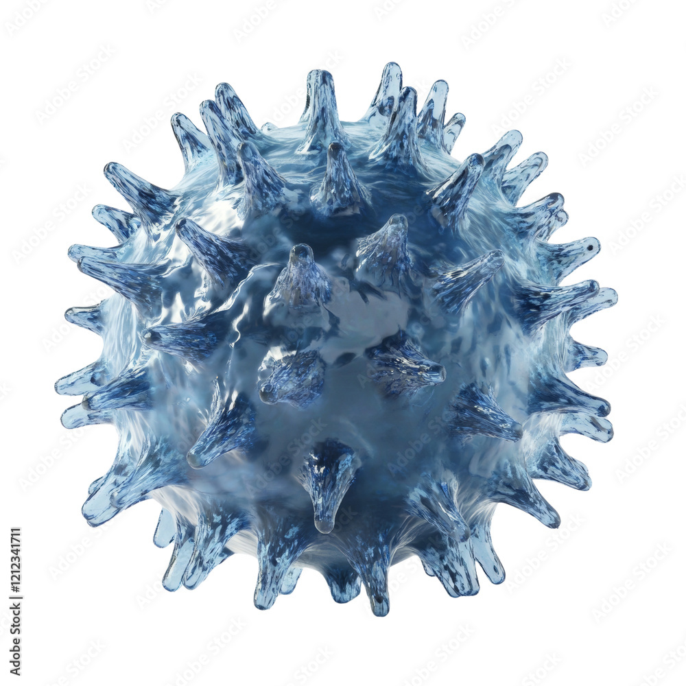 Aufkleber a digitally rendered image shows a detailed abstract model of a virus with a blue crystal-like struc