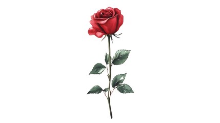 Fototapeta premium Stunning Red Rose Flower on White Background Capturing Beauty and Elegance