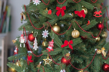 Christmas tree background. Happy new year. Christmas decoration.