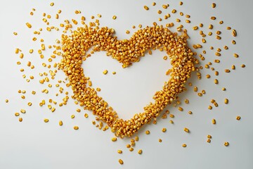 Golden Corn Kernels Arranged In A Heart Shape