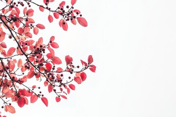 Naklejka premium Vibrant Red Autumn Leaves on Branch, Nature Photography, Close-Up Shot of Fall Foliage, Crisp 