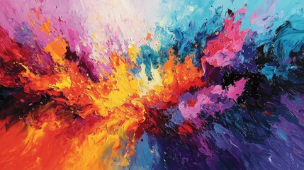 Vibrant Abstract Impasto Painting Bold Colors and Textured Strokes