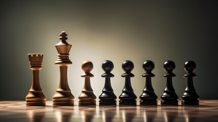 Chess Pawn Casting Shadow Among Other Pawns
