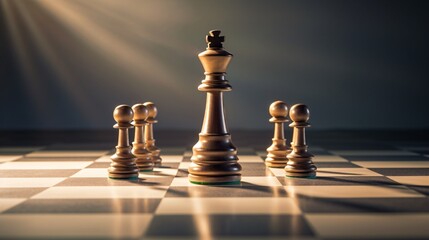 Chess Pawn Casting Shadow Among Other Pawns