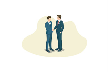 Obraz premium Illustration Successful businessmen handshaking after negotiation. Vector illustration.