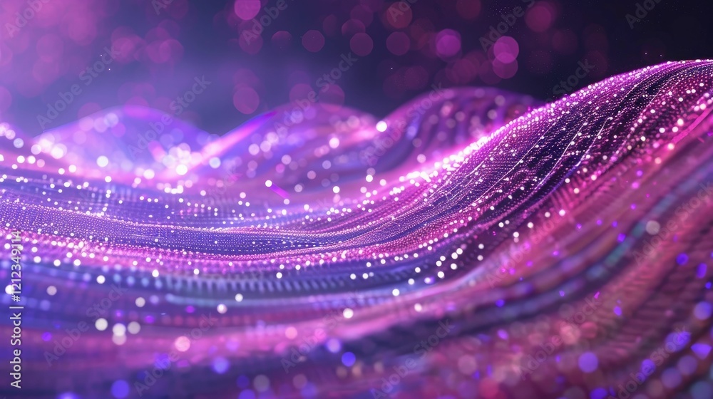 Poster abstract wave of binary code flowing through space