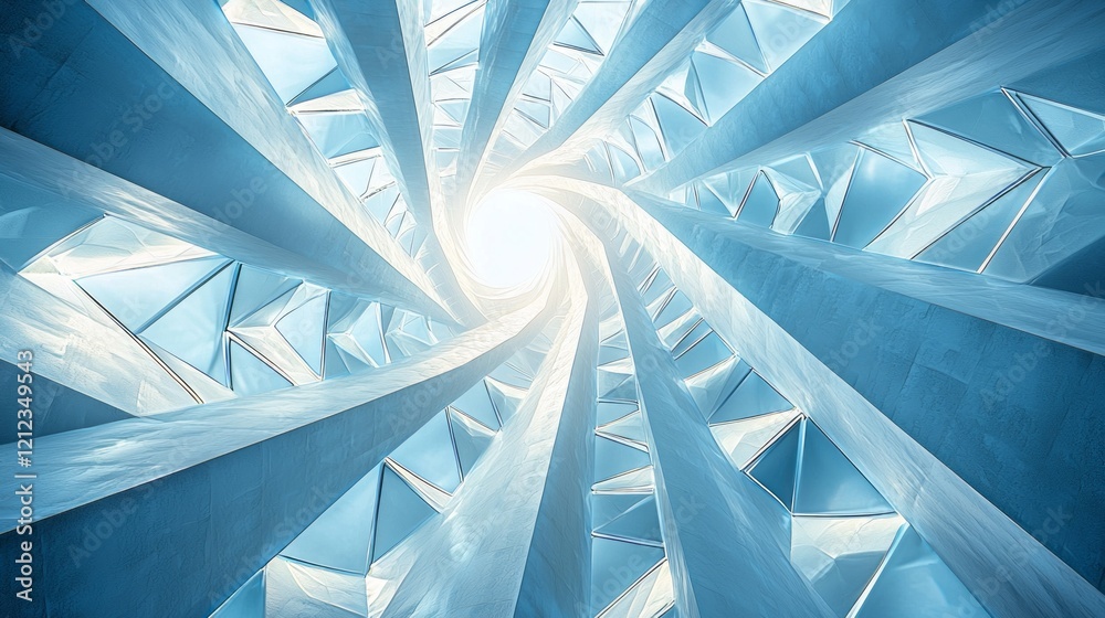 Poster captivating fractal formation radiates light from its core, revealing intricate geometric patterns s