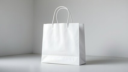 Paper bag on white background. Mockup for design 
