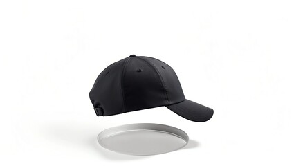 Baseball cap black templates, front views isolated on white background