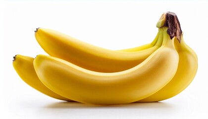 close up of a bunch of ripe bananas on white background