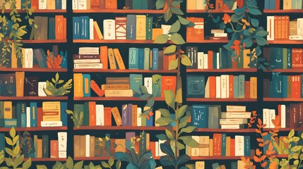 A collection of books on a library shelf, visualized creatively.