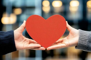 Corazones en el d&iacute;a de San Valent&iacute;n, fusi&oacute;n de manos entregando amor