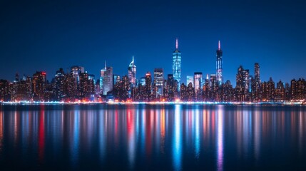 Obraz premium A glowing city skyline at night, symbolizing ambition and progress