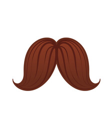 Classic wavy mustache with a thick brown design. Ideal for retro-themed visuals or character illustrations. Vector illustration isolated on white background