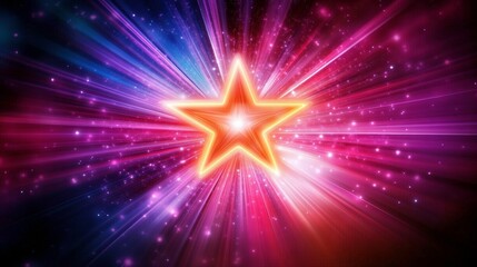 Fototapeta premium Radiant Starburst Background with Glowing Star