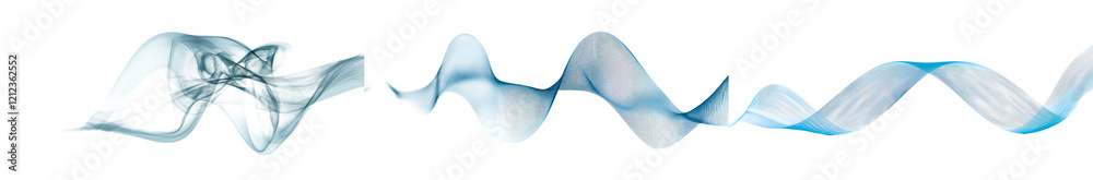 Fototapete Glowing and shiny lines effect. Luminous speed lines in blue. Light glowing effect. Wave-like light trail, fire path trace line, and swirling incandescence curve. PNG