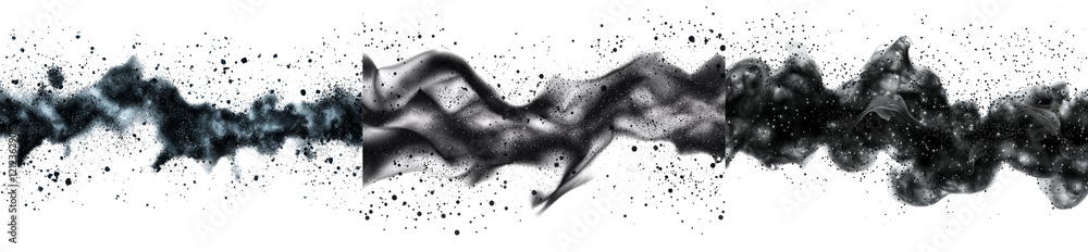 Aufkleber chalk particles and dust flying in an explosion, isolated against a white backdrop, with the clippin