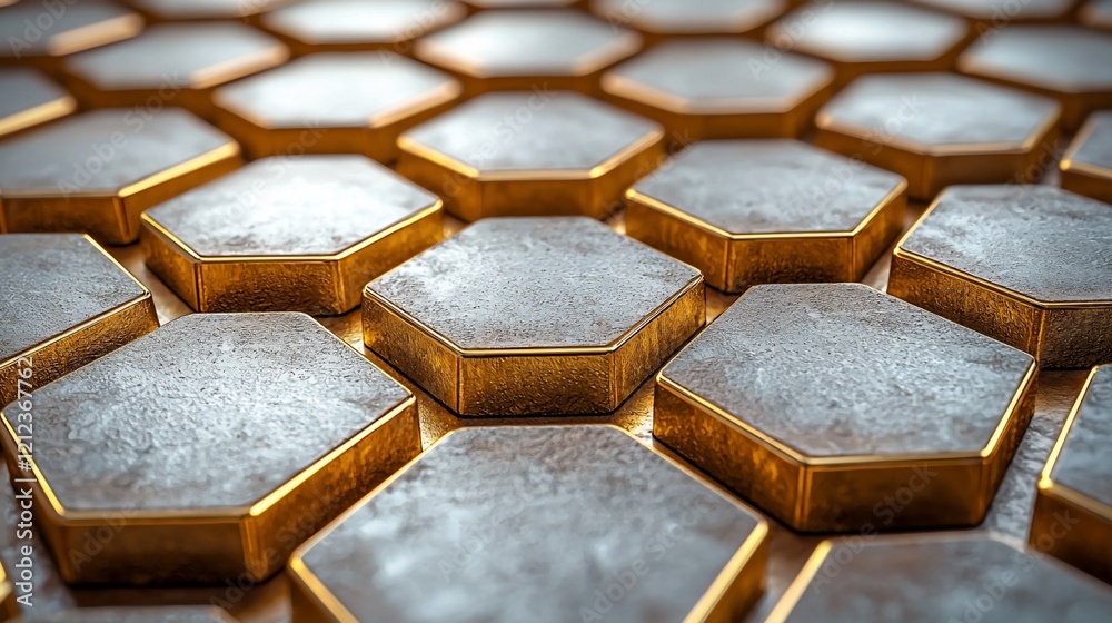 Poster Abstract metallic hexagonal pattern background.