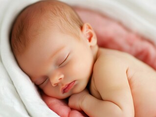 Peaceful Newborn Baby Sleeping Soundly in Soft Wraps