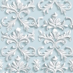 Seamless Vintage Baroque Floral Pattern with 3D Ornamental Design