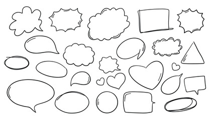 Fototapeta premium Bubble speech comic set hand drawn doodle style