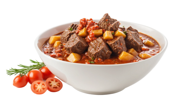  Delicious beef goulash splashing in a bowl png