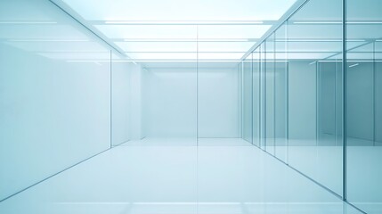 Obraz premium Modern Minimalist Office Interior Design: Glass Walls and Bright Spaces